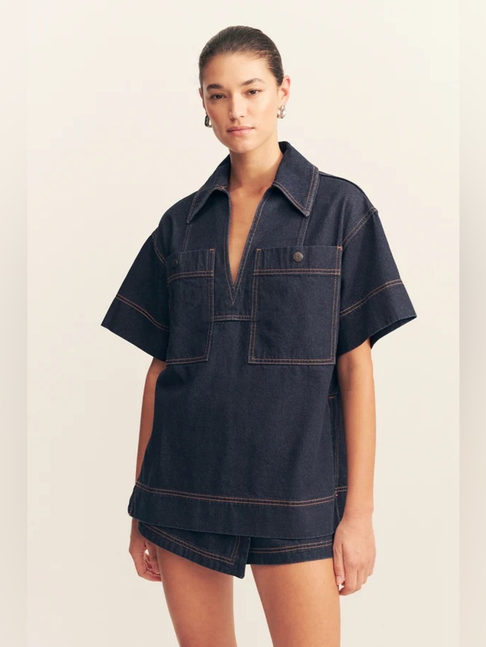 Shonajoy denim Rita Pullover Top